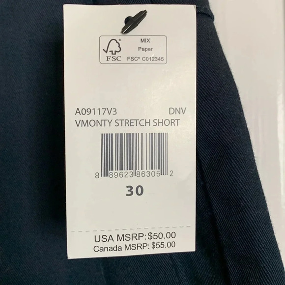 NWT MENS VOLCOM vmonty stretch short in dark navy in size 30 - Picture 3 of 8